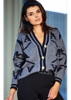 Awama A614 sweter zapinany na guziki szary ze sklepu intimiti.pl w kategorii Swetry damskie - zdjęcie 187866573