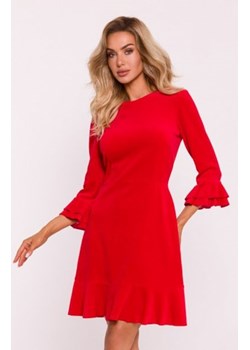Moe welurowa sukienka z falbankami czerwona M825 ze sklepu intimiti.pl w kategorii Sukienki - zdjęcie 187866574