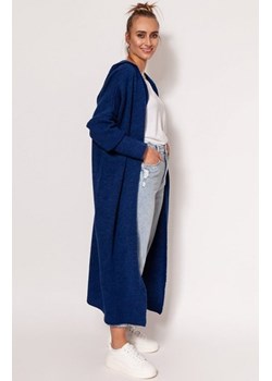 MKM PA020 długi kardigan z kapturem kobaltowy ze sklepu intimiti.pl w kategorii Swetry damskie - zdjęcie 187866893