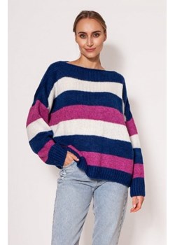 MKM SWE299 obszerny sweter damski kobaltowy ze sklepu intimiti.pl w kategorii Swetry damskie - zdjęcie 187866930