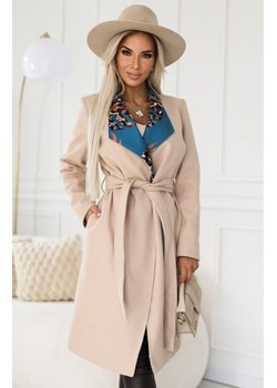 Numoco 582-1 wygodny płaszcz z kolorową wstawką przy kołnierzu ze sklepu intimiti.pl w kategorii Płaszcze damskie - zdjęcie 187867013