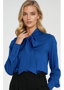 Nife wiskozowa bluzka z szarfą chabrowa ze sklepu intimiti.pl w kategorii Bluzki damskie - zdjęcie 187867101