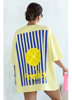 Oversizowy t-shirt damski długi cytrynowy ze sklepu intimiti.pl w kategorii Bluzki damskie - zdjęcie 187867420