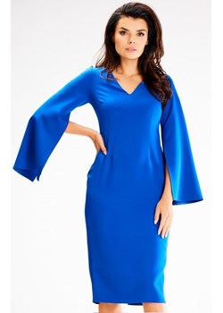 Awama A596 sukienka z szerokimi rękawami chabrowa ze sklepu intimiti.pl w kategorii Sukienki - zdjęcie 187867650