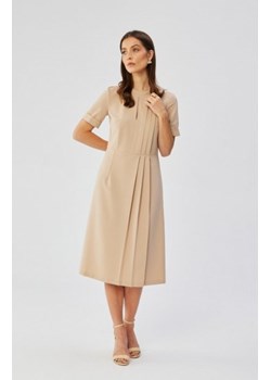 Stylove S361 sukienka z ozdobnymi zakładkami na boku beżowa ze sklepu intimiti.pl w kategorii Sukienki - zdjęcie 187867693