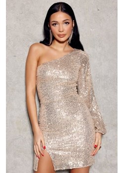 Złota cekinowa sukienka asymetryczna Katy ze sklepu intimiti.pl w kategorii Sukienki - zdjęcie 187867720