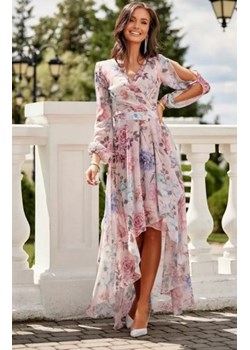 Asymetryczna maxi sukienka szyfonowa w jasne kwiaty ze sklepu intimiti.pl w kategorii Sukienki - zdjęcie 187867874