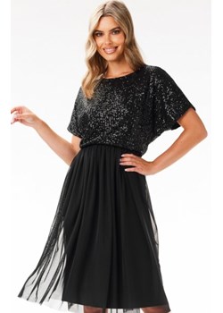 Awama A689 rozkloszowana sukienka z cekinami czarna ze sklepu intimiti.pl w kategorii Sukienki - zdjęcie 187867914