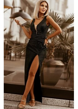 Wieczorowa długa sukienka z brokatem czarna 2230 ze sklepu intimiti.pl w kategorii Sukienki - zdjęcie 187867971
