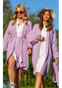 Kaszmirowy sweter z wiązaniem fioletowy Fobya F1120 ze sklepu intimiti.pl w kategorii Swetry damskie - zdjęcie 187868022