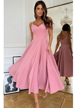 Bicotone pudrowa sukienka midi rozkloszowana 244-20 ze sklepu intimiti.pl w kategorii Sukienki - zdjęcie 187868042