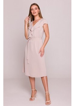 Stylove S411 sukienka z żabotem beżowa ze sklepu intimiti.pl w kategorii Sukienki - zdjęcie 187868200