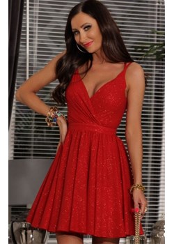 Rozkloszowana brokatowa mini sukienka Lily czerwona ze sklepu intimiti.pl w kategorii Sukienki - zdjęcie 187868243
