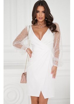 Bicotone mini sukienka z cekinowymi rękawami ecru ze sklepu intimiti.pl w kategorii Sukienki - zdjęcie 187868291