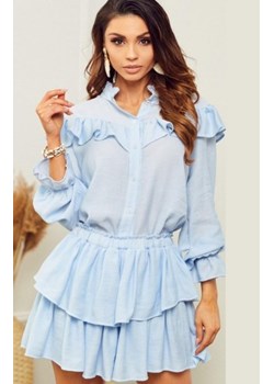 *Błękitny letni komplet damski koszula i spódniczka ze sklepu intimiti.pl w kategorii Sukienki - zdjęcie 187868310