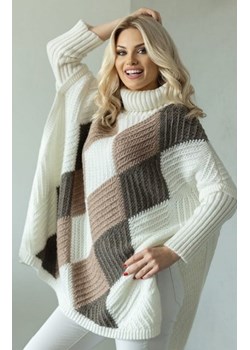 Sweter poncho z rękawami kremowy 30088 ze sklepu intimiti.pl w kategorii Swetry damskie - zdjęcie 187868344