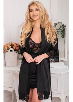 Kalimo Sumi satynowy szlafrok damski czarny ze sklepu intimiti.pl w kategorii Szlafroki damskie - zdjęcie 187868412