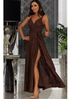 Błyszcząca brokatowa sukienka maxi Paula czekoladowa ze sklepu intimiti.pl w kategorii Sukienki - zdjęcie 187868442
