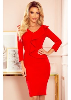 Numoco 327-2 elegancka sukienka z falbanką i dekoltem ze sklepu intimiti.pl w kategorii Sukienki - zdjęcie 187868630