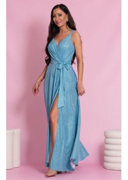 Brokatowa długa sukienka wieczorowa Marina blue ze sklepu intimiti.pl w kategorii Sukienki - zdjęcie 187868890