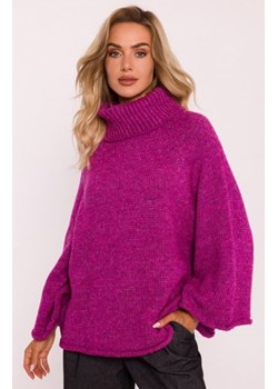 Moe sweter z golfem i szerokimi rękawami amarantowy M822 ze sklepu intimiti.pl w kategorii Swetry damskie - zdjęcie 187868941