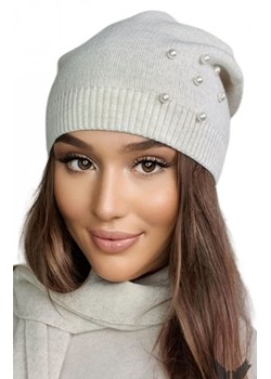 Kamea Kalcyt czapka z perełkami ecru ze sklepu intimiti.pl w kategorii Czapki zimowe damskie - zdjęcie 187869091