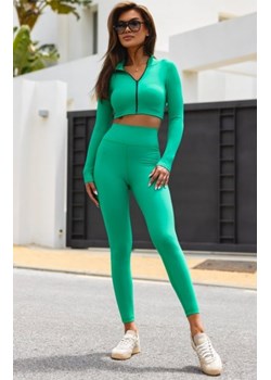 Elastyczne legginsy prążek damskie zielone ze sklepu intimiti.pl w kategorii Spodnie damskie - zdjęcie 187869273