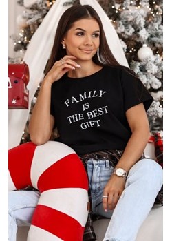 Świąteczny t-shirt damski Family czarny ze sklepu intimiti.pl w kategorii Bluzki damskie - zdjęcie 187869334