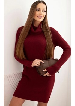 Dzianinowa sukienka z golfem bordowa ze sklepu intimiti.pl w kategorii Sukienki - zdjęcie 187869521