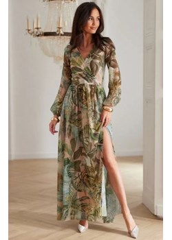 Długa szyfonowa maxi sukienka w tropikalny wzór U76 ze sklepu intimiti.pl w kategorii Sukienki - zdjęcie 187869633