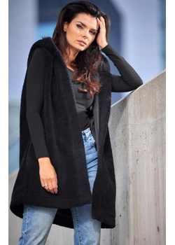 Barankowa czarna kamizelka z kapturem A535 ze sklepu intimiti.pl w kategorii Kamizelki damskie - zdjęcie 187869962