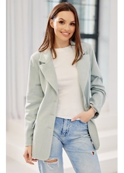 Elegancka jednorzędowa marynarka w jodełkę miętowa ze sklepu intimiti.pl w kategorii Marynarki damskie - zdjęcie 187870044