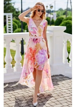 Roco sukienka z asymetrycznym przodem w kwiaty 401 58D ze sklepu intimiti.pl w kategorii Sukienki - zdjęcie 187870081