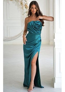 Bicotone długa dopasowana sukienka z różą zielona ze sklepu intimiti.pl w kategorii Sukienki - zdjęcie 187870141