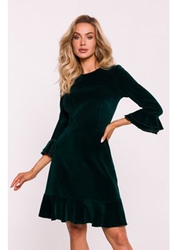 Moe welurowa sukienka z falbankami zielona M825 ze sklepu intimiti.pl w kategorii Sukienki - zdjęcie 187870184