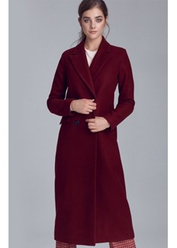 Długi ciepły płaszcz bordowy Nife pl06 ze sklepu intimiti.pl w kategorii Płaszcze damskie - zdjęcie 187870272