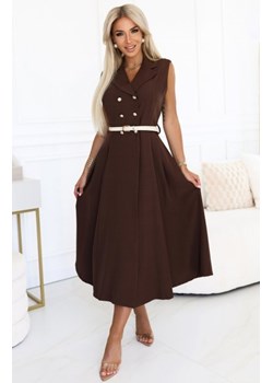 Numoco 596-4 elegancka szmizjerka midi ze złotymi guzikami i paskiem ze sklepu intimiti.pl w kategorii Sukienki - zdjęcie 187870521