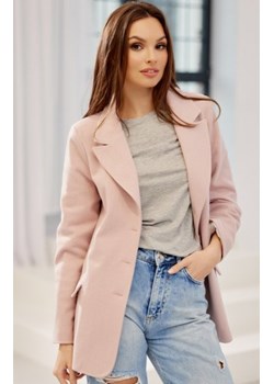 Elegancka jednorzędowa marynarka w jodełkę różowa ze sklepu intimiti.pl w kategorii Marynarki damskie - zdjęcie 187870774