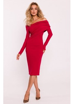 Moe prążkowana sukienka midi czerwona M820 ze sklepu intimiti.pl w kategorii Sukienki - zdjęcie 187870853