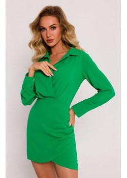 Moe sukienka mini z dekoltem i kołnierzykiem zielona M783 ze sklepu intimiti.pl w kategorii Sukienki - zdjęcie 187870912