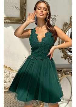 Rozkloszowana sukienka z koronką zielona Bicotone 2206-13 ze sklepu intimiti.pl w kategorii Sukienki - zdjęcie 187870914