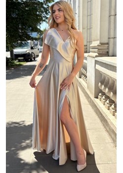 Nifiko Paula satyna gorsetowa sukienka na jedno ramię złota ze sklepu intimiti.pl w kategorii Sukienki - zdjęcie 187870934