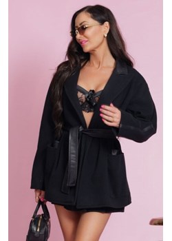 Elizabeth Alexa oversizowy płaszczyk z wiązaniem czarny ze sklepu intimiti.pl w kategorii Płaszcze damskie - zdjęcie 187871200