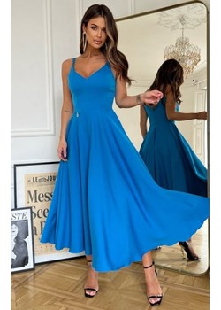 Bicotone niebieska sukienka midi rozkloszowana 244-08 ze sklepu intimiti.pl w kategorii Sukienki - zdjęcie 187871260