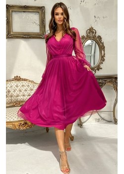 Bicotone 269-51 sukienka midi z tiulowymi rękawami ze sklepu intimiti.pl w kategorii Sukienki - zdjęcie 187871372