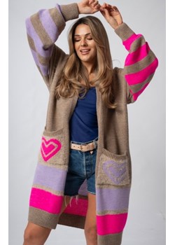 Kolorowy oversizowy długi kardigan Carrie mocca-pink ze sklepu intimiti.pl w kategorii Swetry damskie - zdjęcie 187871401