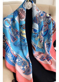 Kamea apaszka damska błękitno-koralowa z artystycznym nadrukiem ze sklepu intimiti.pl w kategorii Szaliki i chusty damskie - zdjęcie 187871654