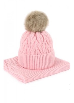 Łomnica czapka z pomponem i szal jasno różowy ze sklepu intimiti.pl w kategorii Czapki zimowe damskie - zdjęcie 187871792