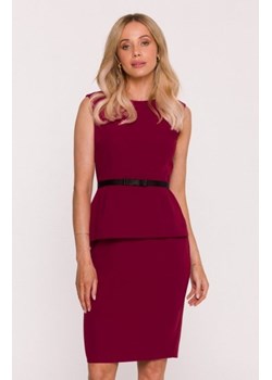 Stylove S427 sukienka ołówkowa z baskinką bordowa ze sklepu intimiti.pl w kategorii Sukienki - zdjęcie 187871934