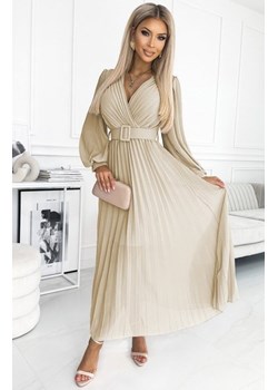 Numoco 414-8 KLARA plisowana sukienka z paskiem i dekoltem ze sklepu intimiti.pl w kategorii Sukienki - zdjęcie 187872011